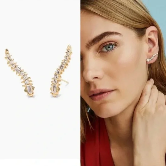 Kendra Scott Sinclair Multicolor gem mix opal Ear Climber Earrings gold - Picture 5 of 5